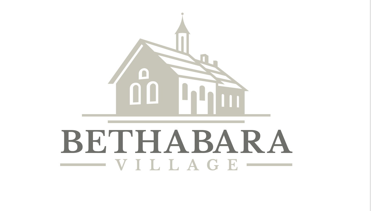A logo for Bethabara Village features a church.